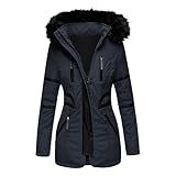 Dasongff Damenmantel, lang, Winter, warm, schick, mittellang, Trenchcoat, Winterjacke, für Damen, elegant, mit Kapuze, Mantel, Futter, mittellang, einfarbig, winddicht