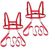 2 Stück Pferdeleine zum Spielen für Kinder, Verstellbar Pferdegeschirr Kinder für Spielpferd, mit Karabinerhaken (Rot, 2 Stück)