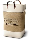 Großer Wäschesammler Faltbarer Wäschekorb mit Griff Laundry Basket aus Baumwolle & Jute XXL Wäschesack Aufbewahrungskorb Große Aufbewahrungstasche