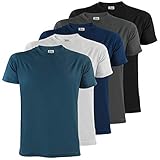 ALPIDEX Herren T-Shirts 5er Set Rundhals einfarbig S M L XL XXL 3XL 4XL 5XL, Größe:XL, Farbe:Water