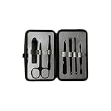 Maniküre Set 7-teiliges Komplettset - Pediküre Kit – Nagel-Schere - Nagelpflege - Nagelknipser -[Etui]- Nagelset – Nageletui – Nagelknipser Set – Reise Beauty Kit für Damen und Herren [Schwarz]