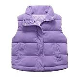 Gepolsterte Pufferweste für Kleinkinder, Winter, Reißverschluss, Stehkragen, ärmellos, für Kinder, Jungen, gesteppt, warm, Oberbekleidung, violett, 9-10 Years