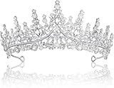 Krone Damen Fasching, Krone Prinzessin Erwachsene Diadem Silber, Prinzessinnen Krone Mädchen Tiara Damen, Diadem Hochzeit Karneval Geburtstag Party Prinzessin Krone Kostüm Damen Accessoires