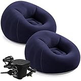 MSYU Aufblasbarer Sitzsack, Campingstuhl, aufblasbar, faules Sofa, zusammenklappbar, tragbar, aufblasbar, für Schlafzimmer, Wohnzimmer, Lesezimmer, Dunkelblau, 2 Stück