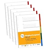 perfect line • Ordner-Register DIN-A4 aus Kunststoff (PP), 5 Taben (5-teilig), 5er Set, Trennblätter für Akten-Ordner, recycelbar, MADE IN GERMANY