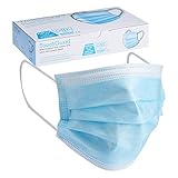 Touchguard Einweg-Gesichtsmasken, 3 Lagen, Typ IIR, atmungsaktiv, Staubschutz, mit Ohrbändern und Nasenbügel, Beutel mit 20 Stück