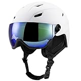 LeapBeast Skihelm Kit mit Ski Skibrille UV400,PC-Schale Verstellbarer Ski- & Snowboardhelm mit verschließbarem Belüftungssystem,mit abnehmbaren Ohrenpolstern Unisex Skihelm (Weiß, M)