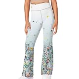 Renewold Mädchen Schlag-Leggings Kinder Hohe Taille Tanzglockenhose Mädchen Bootcut Yogahose Casual Sport Kleidung, blume, 7-8 Jahre