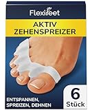 FLEXIFEET Zehenspreizer für alle Zehen, 6 Stk Zehentrenner Herren Damen Silikon, Hallux Valgus, Universalgröße, 0% BPA Zehenstrecker für überlappende Zehen, Toe Spacer