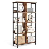 VASAGLE Regal mit 4 Ebenen, Bücherregal, Standregal mit 8 Fächern, für Wohnzimmer, Schlafzimmer, Arbeitszimmer, Küche, 33 x 80 x 149 cm, vintagebraun-tintenschwarz LLS105B01