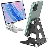 Wurycia 2 Pack Handy Ständer, Handy Halterung für Tisch aus Vollaluminium für 4-11'' Cellphones and Tablets (Blacksilver)