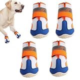 Hundeschuhe – verstellbarer, reflektierender Pfotenschutz – atmungsaktive Netz-Hundestiefel, für Outdoor, Winter, Schnee, Regen, Sommer, Gehweg, Hartholz, Dackel, Bulldogge