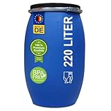 plasteo® 220 Liter Regentonne Deckelfass Lagerfass Wasserfass Witterungsbeständig Frostsicher Langlebig Lebensmittelecht Gefahrgutzulassung Industriequalität