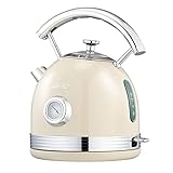 Wiltal Wasserkocher Retro, Edelstahl Design-Wasserkocher aus Elektrischer, Toaster Wasserkocher set Retro, 2200 W, 1,8 Liter, Ideal für Tee, Kaffee, Babynahrung, BPA frei…
