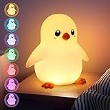 AQXONG Nachtlicht für Kinder aus Silikon, Pinguin Nachtlicht, Nachtlicht für Kinder mit Touch Dimmfunktion, USB Aufladbares Nachtlicht, Geeignet für Kinderzimmer für Jungen und Mädchen