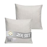 INSPINOVIA Outdoor Kissen mit Füllung | Wasserabweisende Deko Kissen | 2er, 4er & 6er Sets | Gartenkissen | Lounge Kissen | 45 x 45 cm (Creme, 2er Set)