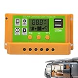 Arroopu Solarmodul Laderegler | 30 Ampere Intelligenter Regler Mit LCD Display,Solarmodul Regler Mit Doppel USB Port 12V/24V - Für Mobiltelefone Tablets PCs Batterien Wohnmobile Überladeschutz