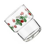 SAFIGLE Strawberry Pattern Glasbecher mit Glattem Rand Kreatives Saftglas für Zuhause Milch Tee Kaffee Vielseitig Verwendbar Stilvolles Design für Dessertladen und Büro