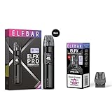 ElfX Pro Pod Kit, 1200 mAh Akkuträger Elfbar Pod Mod, nachfüllbares Kunstleder Basisgerät, LED Display, 2 Dampfmodi, TypeC Ladelkabel, Dual Mesh, Nikotinfrei ohne Eliquid, Schwarz + 0,8 Ω Pods