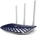 TP-Link Archer C20 Dual Band WLAN Router (300Mbit/s auf 2,4GHz + 433Mbit/s auf 5GHz, 4 10/100 LAN + 1 10/100 WAN Ports, unterstützt einfachen Gast-Netzwerk Zugriff und Kinderschutz) blau weiß