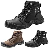 Arbeitsschuhe Herren Mit Stahlkappe,Sicherheitsstiefel Herren Rutschfeste Stahlkappenschuhe Wasserabweisend Arbeitsstiefel Hoch SchnüRsstiefel Schutzschuhe Rutschfeste Wanderschuhe Outdoorschuhe