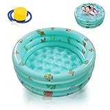 Ucradle Planschbecken, Kinderpool Babypool Ø100x27cm Kinder Aufstellpool Aufblasbarem Baby Pool Rund Schwimmbecken Schwimmbad mit Aufblasbarem Sicherheits-Boden mit Kostenlose Luftpumpe, Grün