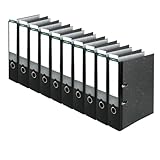 SCHÄFER SHOP Ordner DIN A4 breit – 8 cm Ordnerrücken mit Einsteckrückenschild - Ringbuch Aktenordner Büroordner - Made in Germany - Wolkenmarmor schwarz, 10er Pack