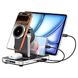 SwanScout Induktive Ladestation für iPhone, 5 in 1 Ladestation für iPhone Air/17/16/15/14/13/12 Serie, Kabelloses Ladegerät für Apple Watch Ultra 2/10/9, für AirPods/iPad/Tablet/Switch, SwanScout 901M