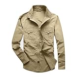Hemd Herren Schutz Wanderhemd Herren Langarm Funktionshemd Outdoorhemd Atmungsaktiv Schnelltrocknend Casual Button Down Shirts Overshirt Button Down Cargohemd