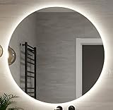 BD ART - Wandspiegel - Badspiegel - Rund Ø80cm - mit LED Beleuchtung - Lichtfarbe Kaltweiß 4200K, IP44 - Spiegel Groß - Mirror - Ganzkörperspiegel - Bad Wand Spiegel
