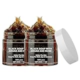 Schwarze Seife aus Marokko mit Argan und Rose. Körperpeeling aus Marokko. Sanft reinigende Seife für das Bad. Feuchtigkeitsspendende Hautseife für das Bade-Spa.