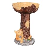 Oytrui Cat Bird Bad Statue, Langlebige Harz -Vogel -Badschale mit Stabiler Basis für Garten Yard Balkondekoration