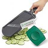Chefkoch trifft Fackelmann Gemüsehobel mit Restehalter – Mandoline mit extrascharfen Edelstahlklingen. Gemüseschneider mit Verstellmöglichkeit von 1-6 mm. Made in Germany
