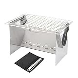 Tragbarer Holzkohlegrill | Edelstahl-Kochausrüstung, tragbarer Holzkohlegrill für Camping, zum Kochen am, Terrasse, Garten, Picknick, Wandern E
