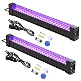 Eleganted 2 Stücke Rechargeable Schwarzlichtlampe UV 10W Schwarzlicht Röhre 395-400nm LED Lamp Bar mit Schalter blacklight für Weihnachten Bühnenbeleuchtung Halloween Party Kunstausstellungen