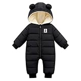 Borlai Neugeborenes Baby Mädchen Jungen Winter Warm Schneeanzug Kapuze Strampler Doppelreißverschluss Overall Mantel Jacke