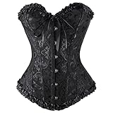Generisch Korsett schwarz, Black Swan Kostüm, Korsett Damen Vollbrust Corsage Top Halloween Kostüm Vintage Corsagen Gothic Bustier Corsette Schnürkorsett Overbust Lingerie Bauchweg Shapewear Korsage
