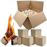 ZUSCHNITTPROFI® Riesen-Pellets als Holzbriketts, gepresstes Brennholz aus Eiche ca. 4x4x4cm, 20 kg Pack, perfekt zum regulären Heizen und frühem Anheizen für Kamin, trockenes Holz