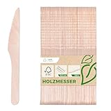 Love Nature Holzmesser Einweg Set - 100 x Einwegmesser aus Birkenholz - Holzbesteck Einweg - Einmalbesteck - Party Besteck Einweg - Holz Einwegmessern - Klein Einweg Messer - Biologisch Abbaubar