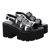 Hoement Damen Sandalen Sommer Schwarz mit Dickem Plateau Offene Zehen Fischmund Sandalen Modische Freizeit Schuhe mit Bequemer Polsterung Chic und Erhöhte Sohle für Party und Alltag