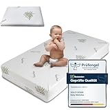 Kindermatratze 60x120cm mit Kissen und Dicke 10 cm | OEKO-TEX® und CertiPUR™ | Matratze 60x120 Baby für Kinderbett oder Neugeborene | Waschbarer Bezug aus Aloe Vera | Reisebett matratze 60x120