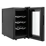 Dettchan 8 Flaschen Schwarz Weinkeller, 23L Weinkühler Getränke Weinkühler Temperaturbereich 8-18℃, für Haus Büro Hotel Bar 25.8 * 50.2 * 46.5cm