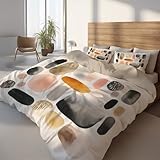 Generisch Minimalistisch Bettwäsche Set 200 x 200 cm, Hellbeige Bettbezug für Kinder Jugendliche und Erwachsene, Abstrakt Formen Friedlich Weich Flauschige Atmungsaktiv Mikrofaser Deckenbezug