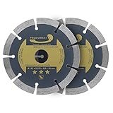 PRODIAMANT 2er Set Diamant-Trennscheibe universal 125 x 22,2 mm Beton, Stein, Ziegel 125mm Diamantscheibe 10mm Segment