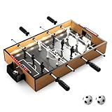 COSTWAY Mini Tischkicker, Tischfußball für 2 Spieler mit LED-Lichtern, 2 Fußbällen & Anzeigetafel, Kickertisch Fußballtisch aus Holz für Erwachsene und Kinder, 51 x 30,5 x 9 cm