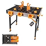 LEMODO Mobile Werkbank klappbar, 5-Fach höhenverstellbarer Werktisch für unterwegs und die Werkstatt, Klappwerkbank mit viel Zubehör, Werkzeugbank mit über 450 kg Tragkraft