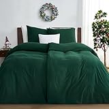Duvetnova Bettwäsche Weihnachten Dunkelgrün 135x200 4teilig Superweiche Vorgewaschene Mikrofaser Baumwollähnlich ÖKO-TEX 2 Bettbezüge 135 x 200+2 Kissenbezüge 80x80 mit Reißverschluss winterbettwäsche