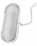 Edelstahl Gewürzei Gewürzsieb zum Mitkochen, Robuste Gewürzbeutel & Tee-Filter mit Kette, Rostfreier Kräutersieb für Küche & Gastronomie, Maße 110x45x45mm