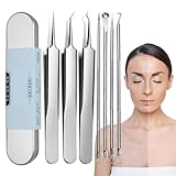 Duroecsain Mitesser-Entfernungswerkzeuge, Mitesser-Entfernungswerkzeugset – 7-facher Edelstahl-Schwarzkopf-Umzugsset | Zit Entfernung für Gesichtswerkzeug, schnelle Entfernung