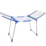Hazeatte Wäscheständer Blau mit stabilem Stand, standtrockner,Wäscheständer für Lange Wäsche, Flügelwäschetrockner für platzsparende Aufbewahrung,Eco-Verpackung